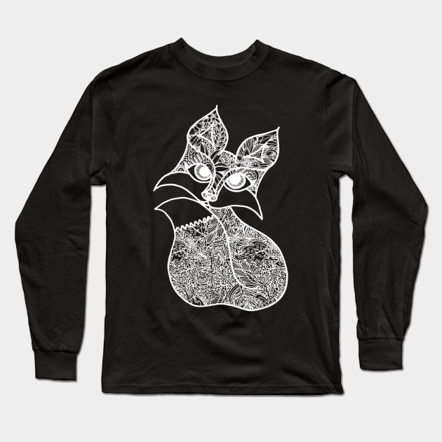 Fox Zentangle - White Lace Long Sleeve T-Shirt by ElviraDraat